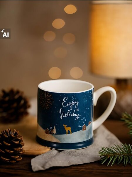 Sinsay - Keramický vánoční hrnek s nápisem „Enjoy the Holiday“ - vícebarevná