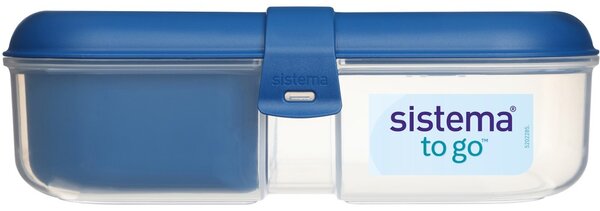 Sistema Dělený svačinový box To Go Ribbon s nádobou na jogurt 1,1 l, modrá