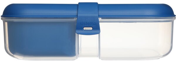 Sistema Dělený svačinový box To Go Ribbon s nádobou na jogurt 1,1 l, modrá