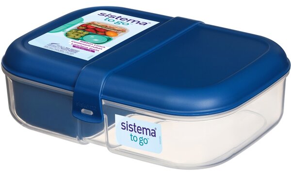 Sistema Dělený svačinový box To Go Ribbon s nádobou na jogurt 1,1 l, modrá