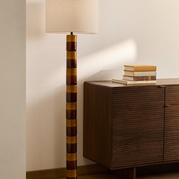 Kave Home Žluto-hnědá keramická stojací lampa Mavran 146 cm