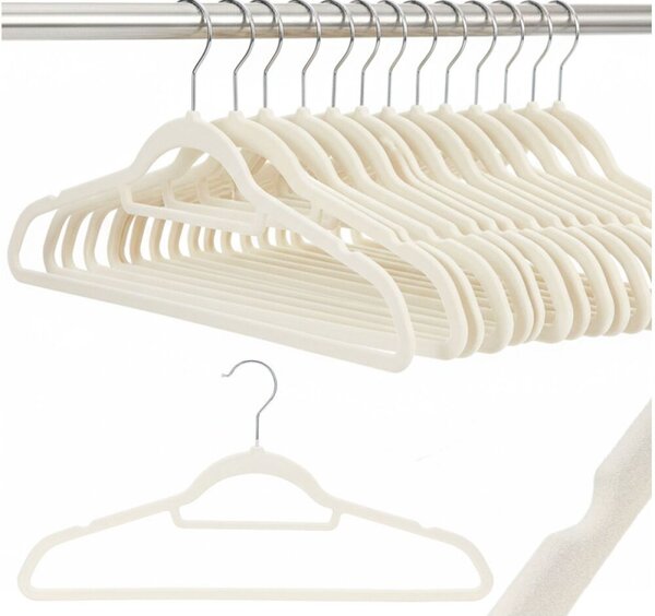 Sametová ramínka na oblečení 45 cm sada 20ks SPRINGOS HG0084 béžová