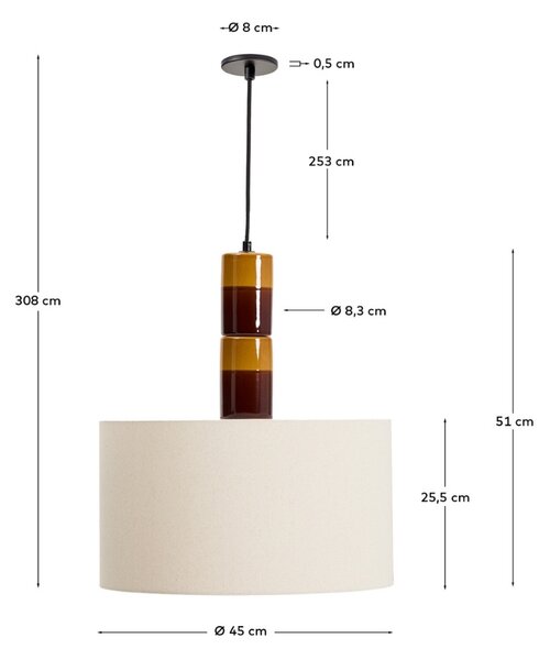 Kave Home Žluto-hnědé keramické závěsné světlo Mavran 45 cm