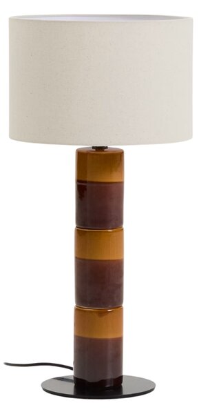 Kave Home Žluto-hnědá keramická stolní lampa Mavran