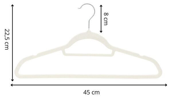 Sametová ramínka na oblečení 45 cm sada 20ks SPRINGOS HG0084 béžová