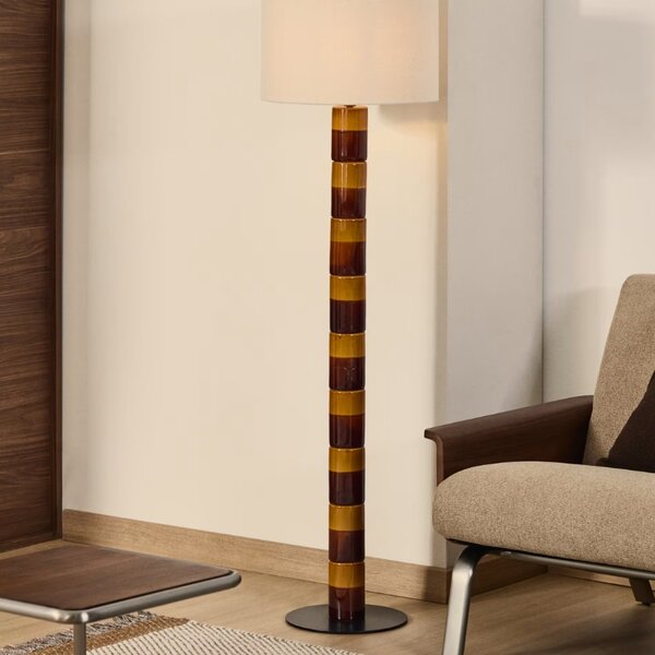 Kave Home Žluto-hnědá keramická stojací lampa Mavran 146 cm