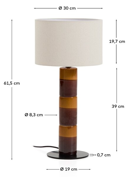 Kave Home Žluto-hnědá keramická stolní lampa Mavran