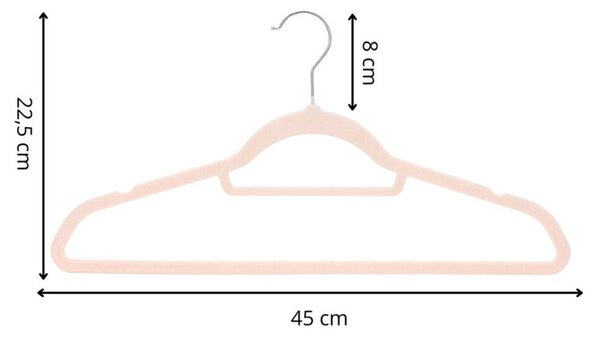 Sametová ramínka na oblečení 45 cm sada 20ks SPRINGOS HG0083 růžová