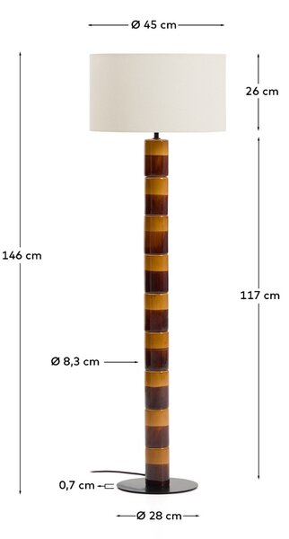Kave Home Žluto-hnědá keramická stojací lampa Mavran 146 cm