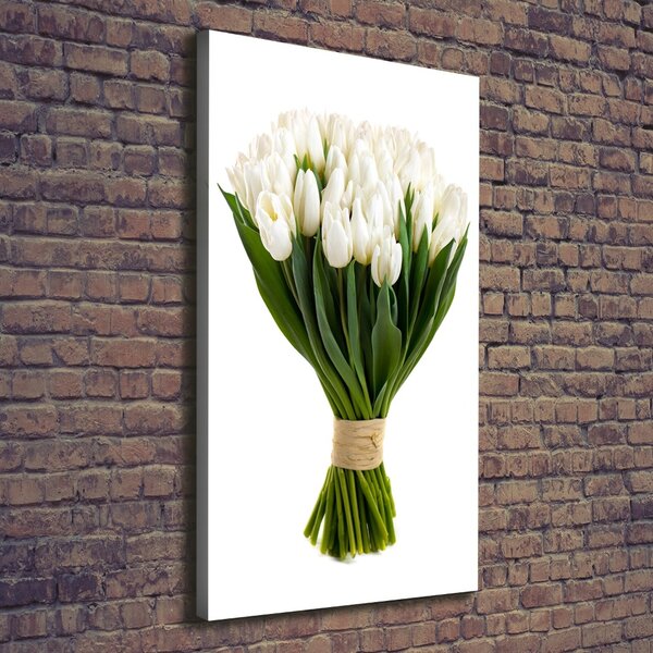 Vertikální Foto obraz na plátně Bílé tulipány ocv-40664213