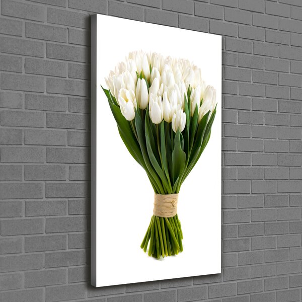 Vertikální Foto obraz na plátně Bílé tulipány ocv-40664213