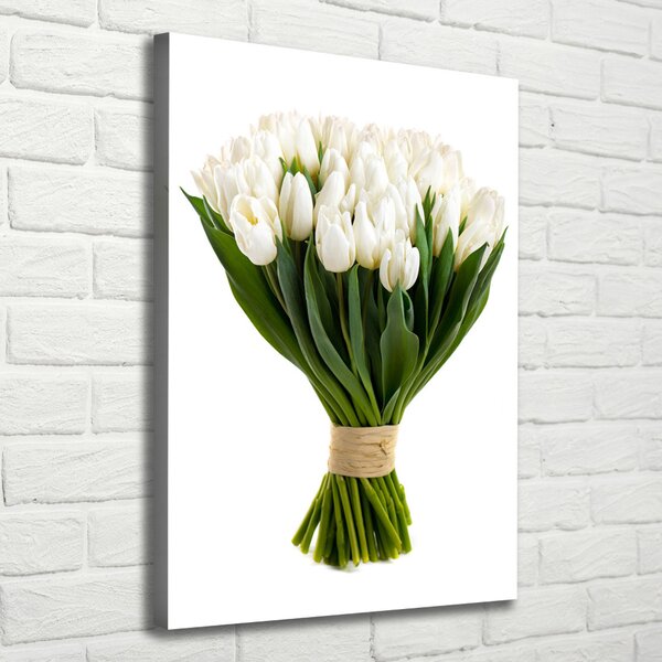 Vertikální Foto obraz na plátně Bílé tulipány ocv-40664213