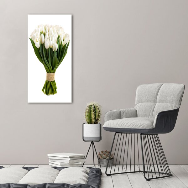 Vertikální Foto obraz na plátně Bílé tulipány ocv-40664213