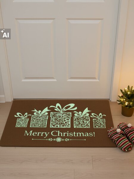 Sinsay - Fluorescenční rohožka s vánočním potiskem dárků a nápisem Merry Christmas - vícebarevná