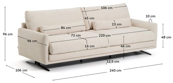 --25 % Dny MOMENTI– Kave Home Béžová trojmístná pohovka Veliro 240 cm