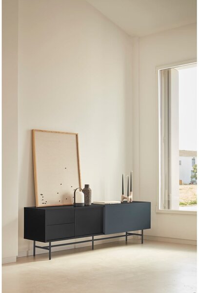Černo-antracitový TV stolek 180x56 cm Nube – Teulat