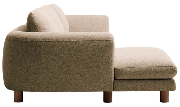 Kave Home Hnědá čalouněná rohová pohovka Vera 322 cm s ořechovou podnoží, levá