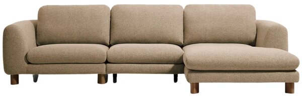 Kave Home Hnědá čalouněná rohová pohovka Vera 322 cm s ořechovou podnoží, pravá