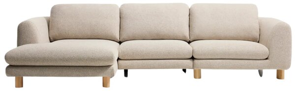 Kave Home Béžová čalouněná rohová pohovka Vera 322 cm s dubovou podnoží, levá