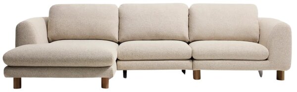 Kave Home Béžová čalouněná rohová pohovka Vera 322 cm s ořechovou podnoží, levá