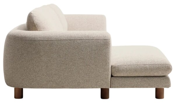 Kave Home Béžová čalouněná rohová pohovka Vera 322 cm s ořechovou podnoží, levá