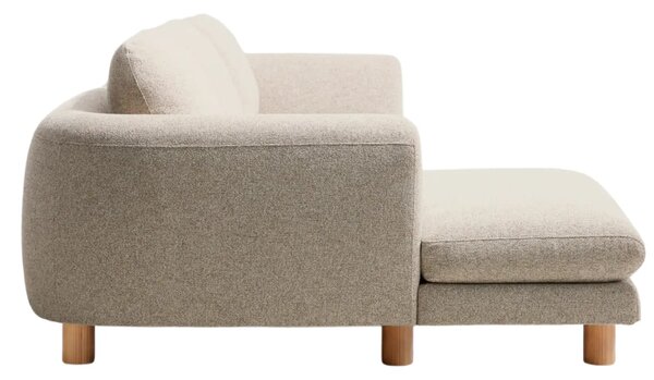 Kave Home Béžová čalouněná rohová pohovka Vera 322 cm s dubovou podnoží, levá