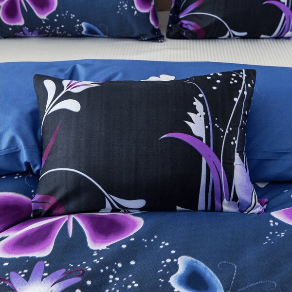 Povlečení z mikrovlákna VIOLET BUTTERFLY tmavě modré Rozměr povlečení: 70 x 90 cm | 140 x 200 cm