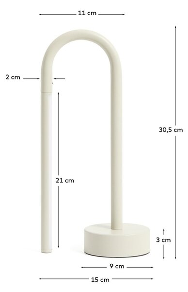 Kave Home Šedá kovová stolní LED lampa Bow
