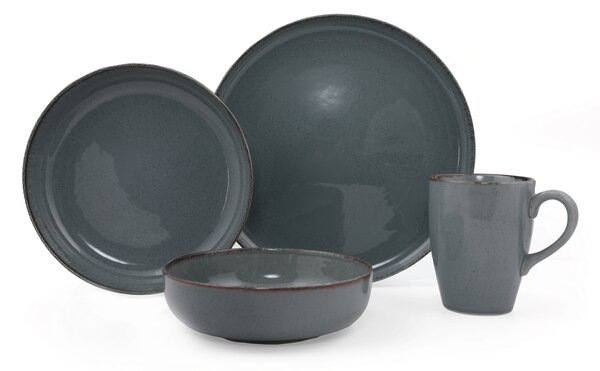 ASIR Porcelánová jídelní souprava POPPY 16 ks šedomodrá