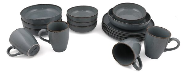 ASIR Porcelánová jídelní souprava POPPY 16 ks šedomodrá