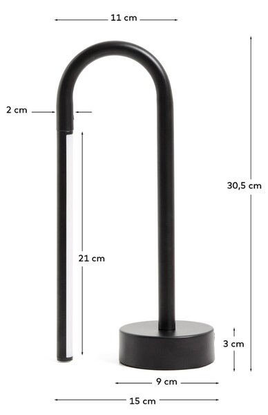 Kave Home Černá kovová stolní LED lampa Bow