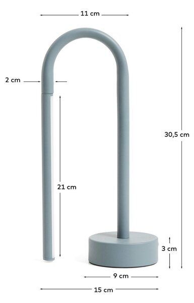 Kave Home Světle modrá kovová stolní LED lampa Bow