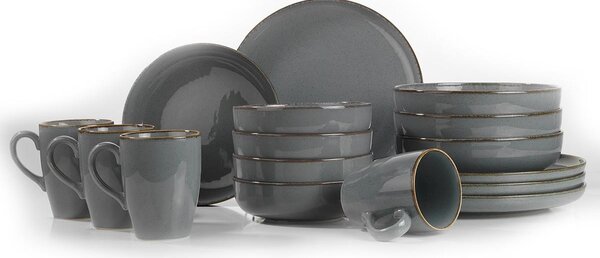 ASIR Porcelánová jídelní souprava POPPY 16 ks šedomodrá