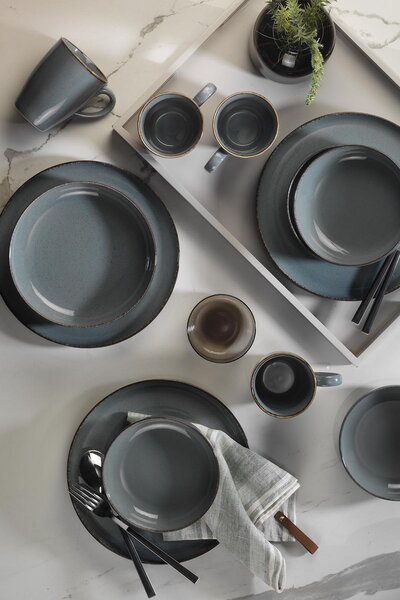 ASIR Porcelánová jídelní souprava POPPY 16 ks šedomodrá