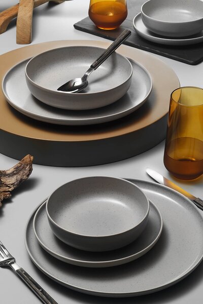 ASIR Porcelánová jídelní souprava POPPY 16 ks světle šedá