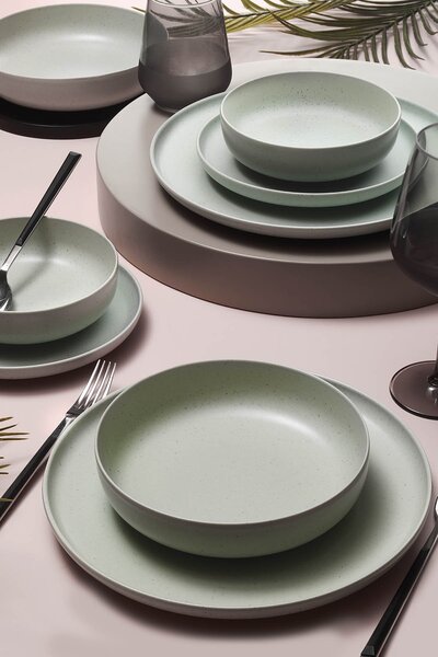 ASIR Porcelánová jídelní souprava POPPY 16 ks modrošedá