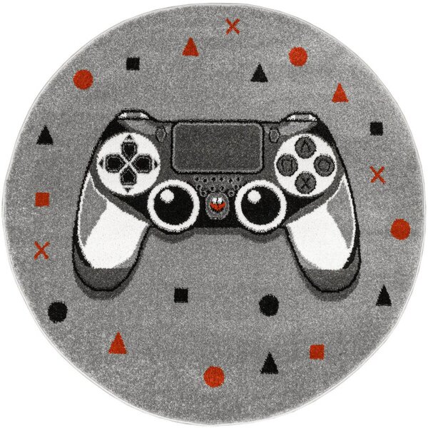 Koberec Lima G928A Gamepad světle šedý / tmavě šedý kruh