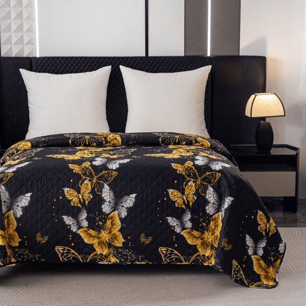 Přehoz na postel GOLD BUTTERFLY černý Rozměr: 170 x 210 cm