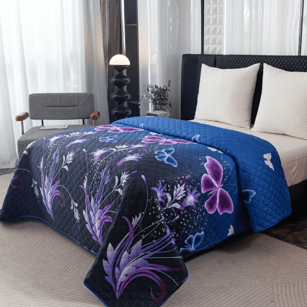 Přehoz na postel VIOLET BUTTERFLY, tmavě modrý Rozměr: 170 x 210 cm