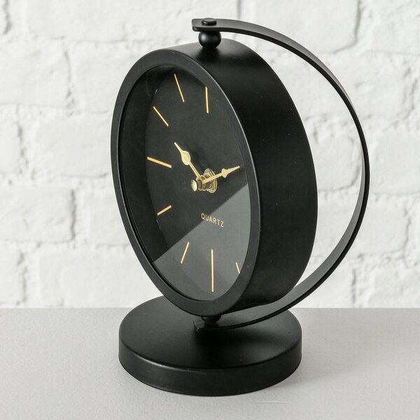 Stolní černé hodiny BALIA, zlaté ručičky, 20 cm