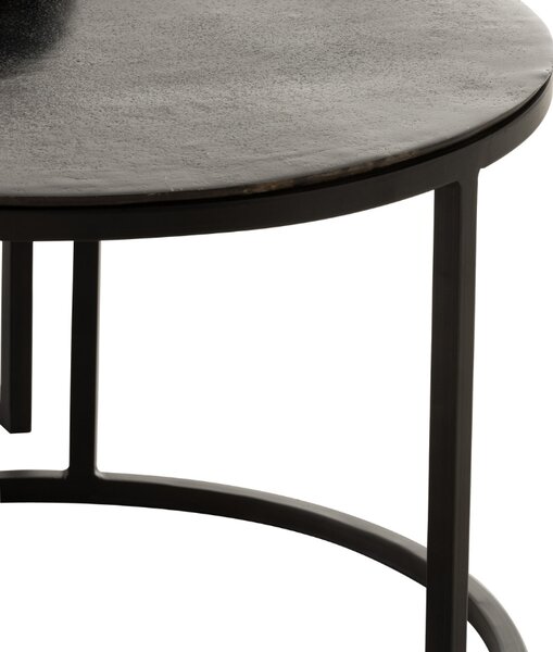 Set tří černých kovových konferenčních stolků J-line Hugle 75,5/59/50 cm