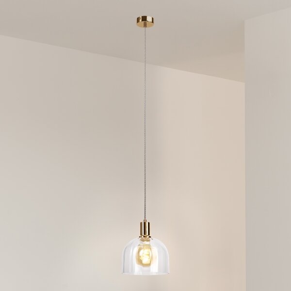 Lustr na lanku VIVE 1xE27/15W/230V zlatá
