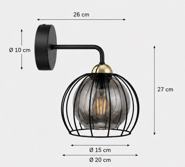 Nástěnné svítidlo SOLO BLACK 1xE27/60W/230V černá/zlatá