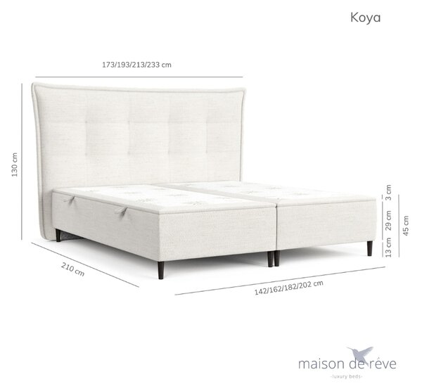Maison de Rêve Modrá čalouněná dvoulůžková postel KOYA 160 x 200 cm s úložným prostorem