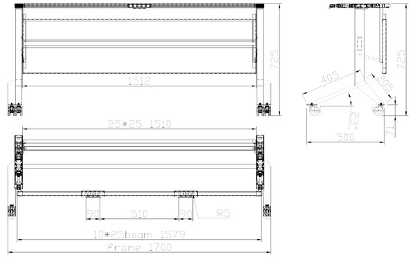 Mobilní stůl PRIMO MOVE, 180x60 cm, černá podnož, buk