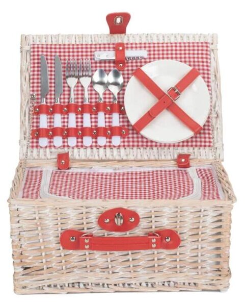 Willow Direct Piknikový koš RED GINGHAM proutěný pro 2 osoby