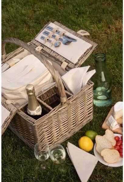 Willow Direct Piknikový koš WHITE proutěný pro 4 osoby