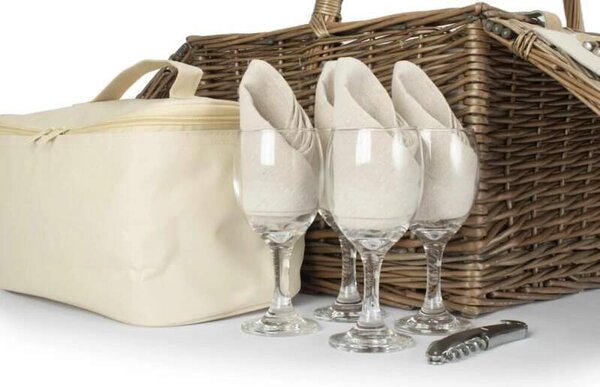 Willow Direct Piknikový koš WHITE proutěný pro 4 osoby
