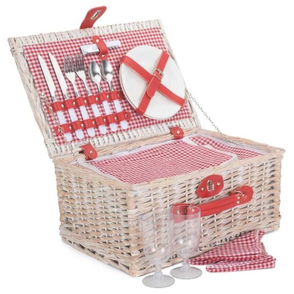 Willow Direct Piknikový koš RED GINGHAM proutěný pro 2 osoby