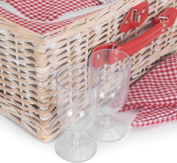 Willow Direct Piknikový koš RED GINGHAM proutěný pro 2 osoby